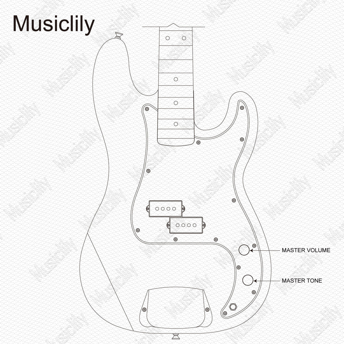 Musiclily Pro Electric Bass Pre-wired Wiring Harness Upgrade for American Style Precision Bass with 2A Pots