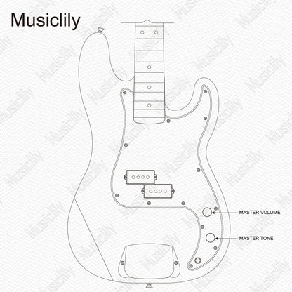 Musiclily Pro Electric Bass Pre-wired Wiring Harness Upgrade for American Style Precision Bass with 2A Pots
