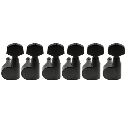 Musiclily Pro R18T-17 Left-Handed 6-in-line 18:1 Ratio 1-Pin Full Sealed Machine Heads Tuners Tuning Pegs Keys with Hex Button for Squier Strat Tele Style Electric Guitar