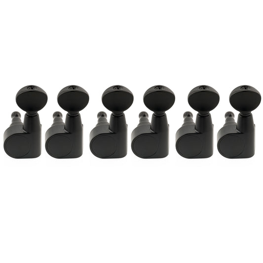 Musiclily Pro R18T-21 Left-Handed 6-in-line 18:1 Ratio 1-Pin Full Sealed Machine Heads Tuners Tuning Pegs Keys with Vintage Oval Button for Squier Strat Tele Style Electric Guitar