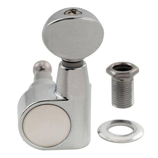 Musiclily Pro R18T-21 Single 18:1 Ratio 1-Pin Full Sealed Machine Head Treble Side Tuner Tuning Peg Key with Vintage Oval Button for Squier Strat Tele Style Electric Guitar