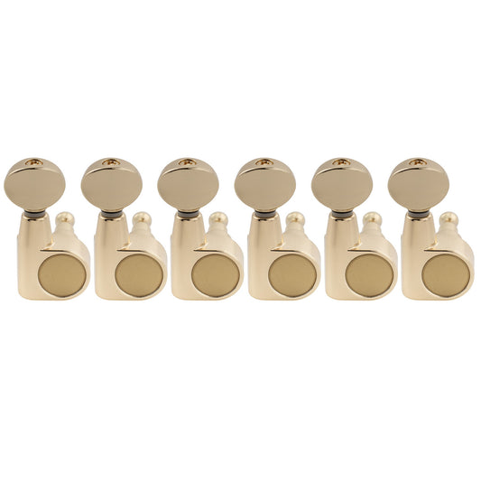 Musiclily Pro R18T-22 6-in-line 18:1 Ratio 1-Pin Full Sealed Machine Heads Tuners Tuning Pegs Keys with Vintage Oval Button for Squier Strat Tele Style Electric Guitar