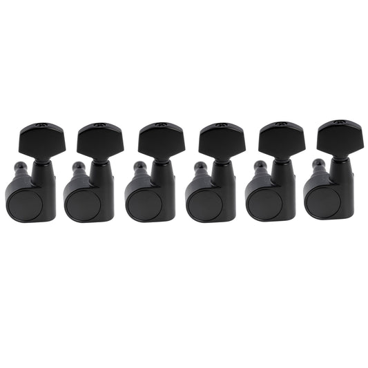 Musiclily Pro R18T-25 Left-Handed 6-in-line 18:1 Ratio 2-Pin Full Sealed Machine Heads Tuners Tuning Pegs Keys with Hex Button for Squier Strat Tele Style Electric Guitar