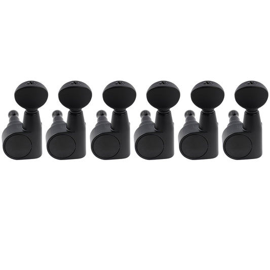 Musiclily Pro R18T-29 Left-Handed 6-in-line 18:1 Ratio 2-Pin Full Sealed Machine Heads Tuners Tuning Pegs Keys with Vintage Oval Button for Squier Strat Tele Style Electric Guitar