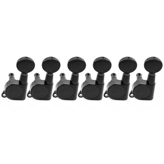 Musiclily Pro R18K-14 Left-Handed 6-in-line 18:1 Ratio Full Sealed Machine Heads Tuners Tuning Pegs Keys with Vintage Oval Button for Strat Tele Style Electric Guitar