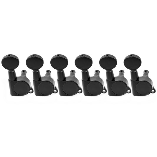 Musiclily Pro R18K-15 6-in-line 18:1 Ratio Full Sealed Machine Heads Tuners Tuning Pegs Keys with Vintage Oval Button for Strat Tele Style Electric Guitar