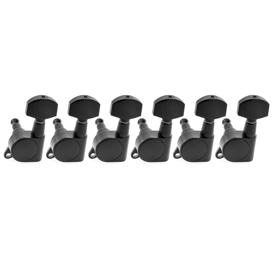 Musiclily Pro R18K-16 Left-Handed 6-in-line 18:1 Ratio Full Sealed Machine Heads Tuners Tuning Pegs Keys with Hex Button for Strat Tele Style Electric Guitar