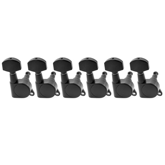Musiclily Pro R18K-17 6-in-line 18:1 Ratio Full Sealed Machine Heads Tuners Tuning Pegs Keys with Hex Button for Strat Tele Style Electric Guitar
