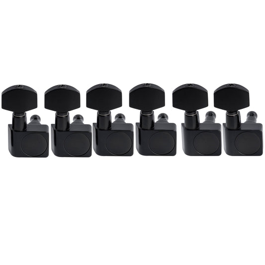 Musiclily Pro R18K-20 6-in-line 18:1 Ratio 2-Pin Full Sealed Staggered Guitar Tuners Machine Heads Tuning Pegs Keys with Hex Button for Fender Strat Tele Style Electric Guitar