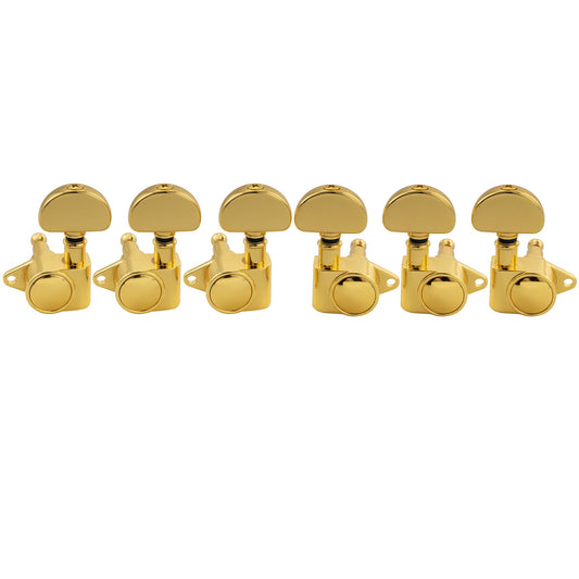 Musiclily Pro R18K-24 3R3L 18:1 Ratio Full Sealed Machine Heads Tuners Tuning Pegs Keys with Half Moon Button for Acoustic Electric Guitar