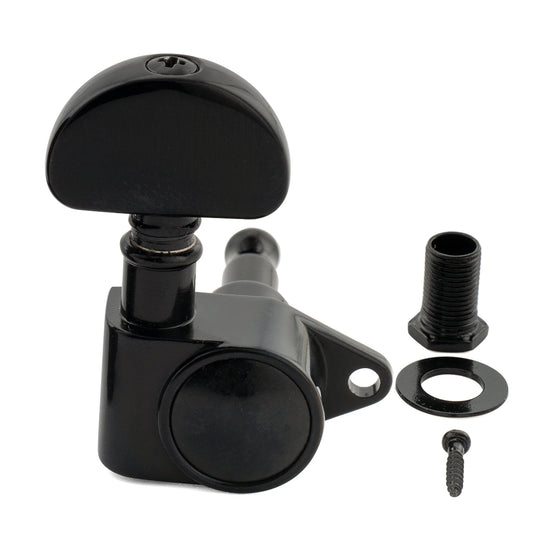 Musiclily Pro R18K-24 Single 18:1 Ratio Full Sealed Machine Head Bass Side Tuner Tuning Peg Key with Half Moon Button for Acoustic Electric Guitar