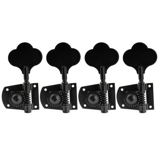 Musiclily Pro R21K Left-Handed 4-in-line 21:1 Ratio Open Gear Machine Heads Tuners Tuning Pegs Keys with Clover Button for Mexican MIM Fender PB JB Style Electric Bass