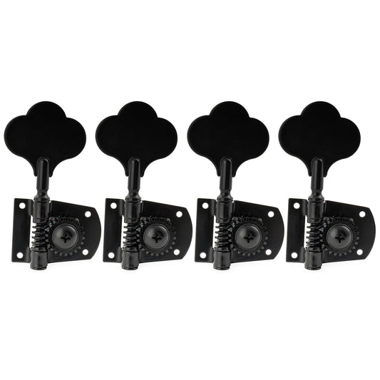 Musiclily Pro R21K 4-in-line 21:1 Ratio Open Gear Machine Heads Tuners Tuning Pegs Keys with Clover Button for Mexican MIM Fender PB JB Style Electric Bass