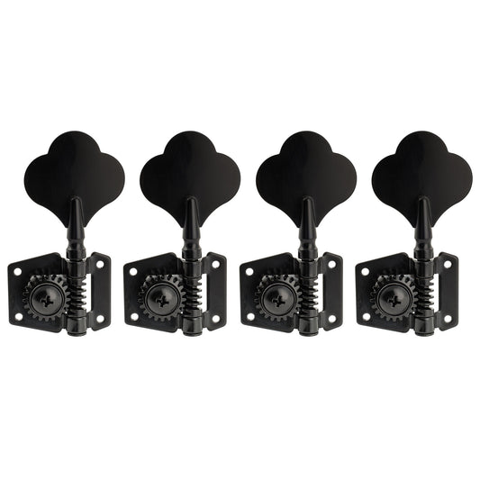 Musiclily Pro R21K Left-Handed 4-in-line 21:1 Ratio Open Gear Machine Heads Tuners Tuning Pegs Keys with Clover Button for Squier PB JB Style Electric Bass