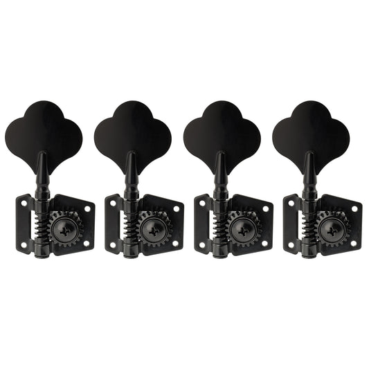 Musiclily Pro R21K 4-in-line 21:1 Ratio Open Gear Machine Heads Tuners Tuning Pegs Keys with Clover Button for Squier PB JB Style Electric Bass