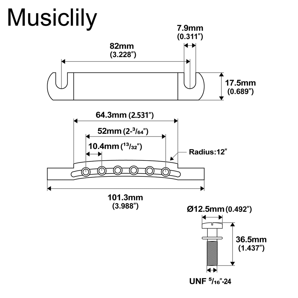 Kluson USA 52mm Zinc Stop Tailpiece with Steel Studs for Gibson LP SG Style Electric Guitar